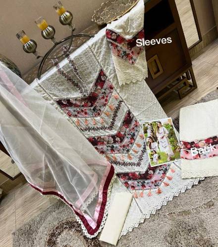 FARIDA HASSAN SHIRT LAWN
DUPATTA Organza
TROUSER COTTON Heavy Embroide