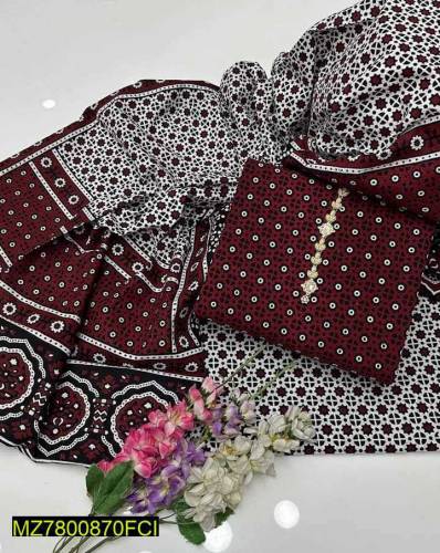 3pcs women unstitched suit 