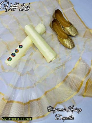 3pc woman's unstitched fancy katan silk plain suit with free khusa