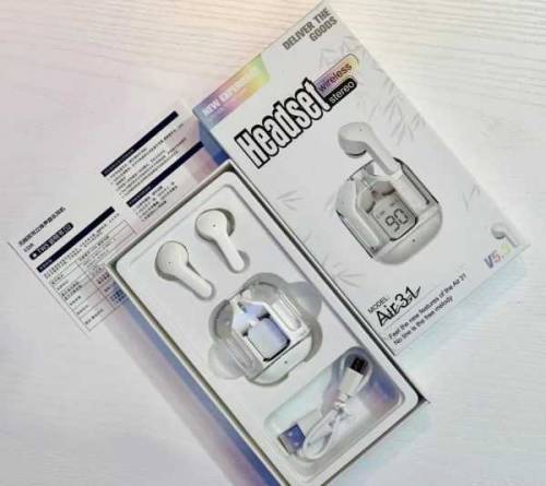 Air31 Wireless Earbuds Transparent With Deep Bass & Battery Display 