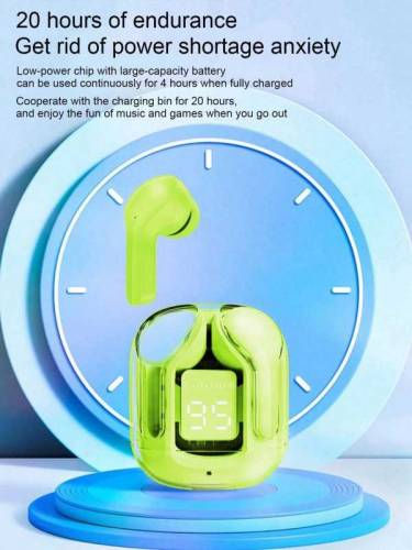 Air31 Wireless Earbuds Transparent With Deep Bass & Battery Display 