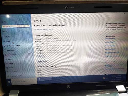 HP Laptop Dual Core, RAM 8GB, Hard Disk 256