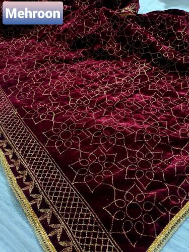 velvet embroidered shawl winter special in wedding season bridal shawl