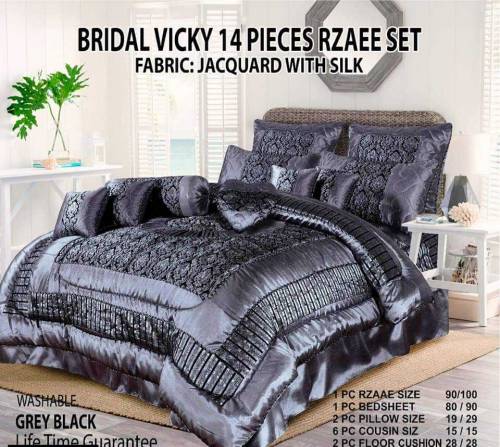 🤩14 pcs jacquard silk dobble bed👈 Razai set 🔥 👉Free home delivery 