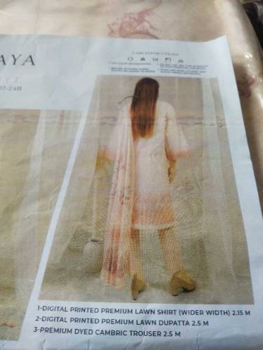 SAYA 3pc lawn original unstitched cloth available 