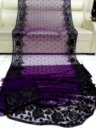 Net Saree Sqance Work With Sleeve And Blouse