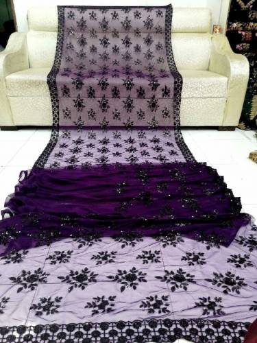 Net Saree Sqance Work With Sleeve And Blouse