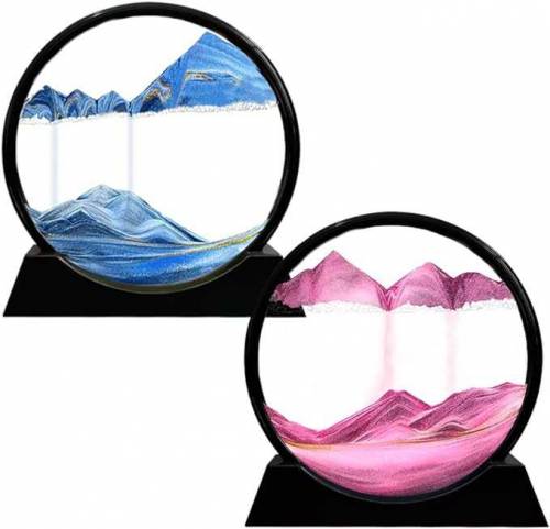 Feilicraft Moving Sand Art Picture Round Glass Frame Sandscapes 3D