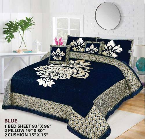 5 pcs velvet jacquard Double Bed bridal set