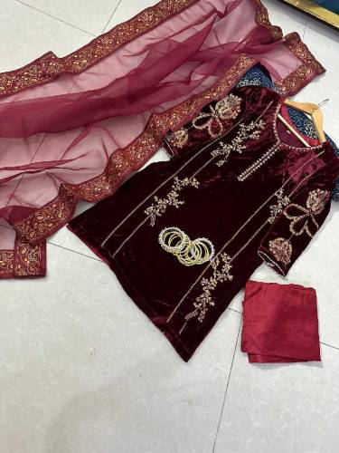 3pcs valvet ladies dress partwere fancy dress  with free home delivery
