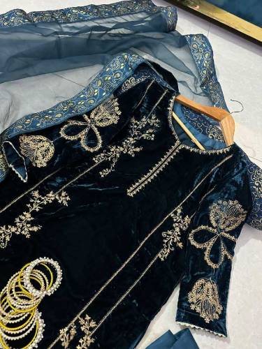 3pcs valvet ladies dress partwere fancy dress  with free home delivery