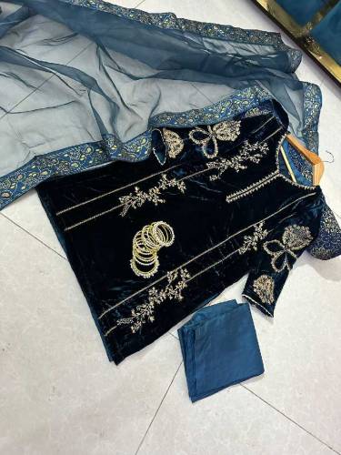 3pcs valvet ladies dress partwere fancy dress  with free home delivery