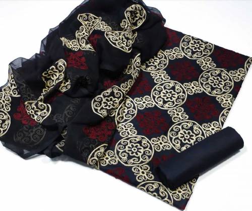 Lenin embroidered 3 pis unstitch drss