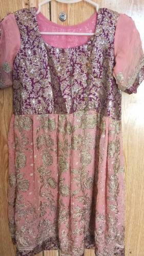 tea pink colour party wear 3 pcs dress