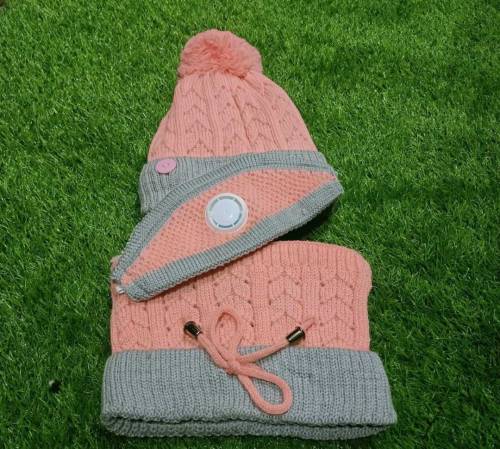 3pcs woman mask cap ...pink color 