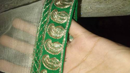 Net long frock combination of green and white