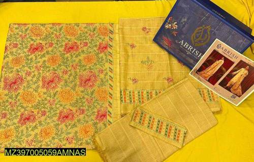 digital printed 3pc women's unstitched silk karandi suit stuff