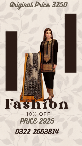 3 pcs Women's unstitched Khadder Embroidered suit 