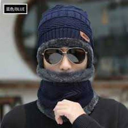 *Beanie Wool Cap With Neck Warmer