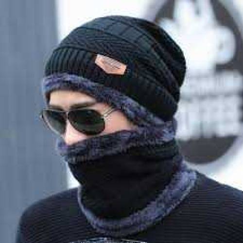*Beanie Wool Cap With Neck Warmer