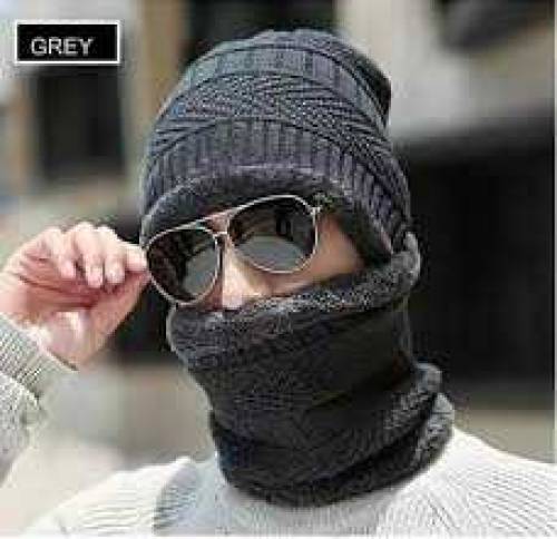 *Beanie Wool Cap With Neck Warmer