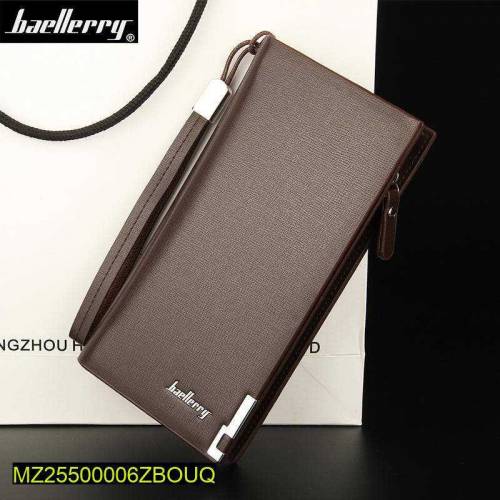Men's Leather Plain Bifold Long Wallet