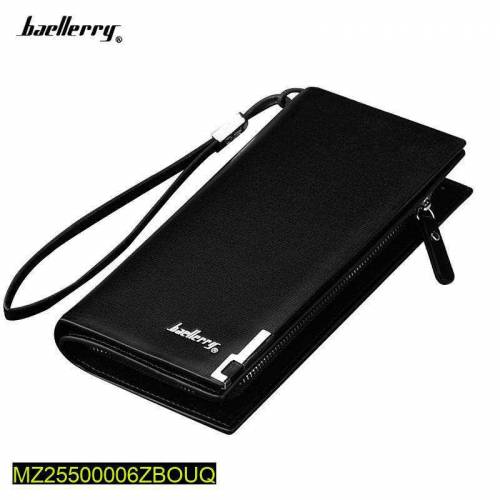Men's Leather Plain Bifold Long Wallet