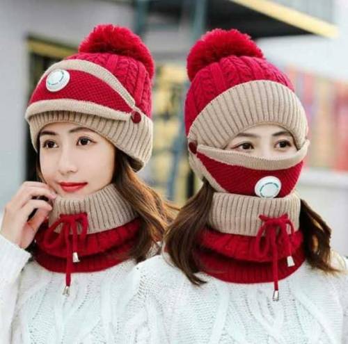 ladies winter cap with face mask and neck warm export quality stuff 