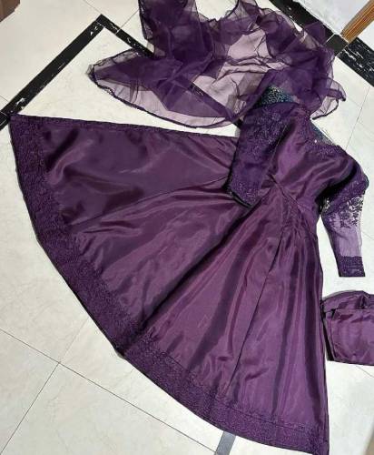 fancy embroidery organza frock 