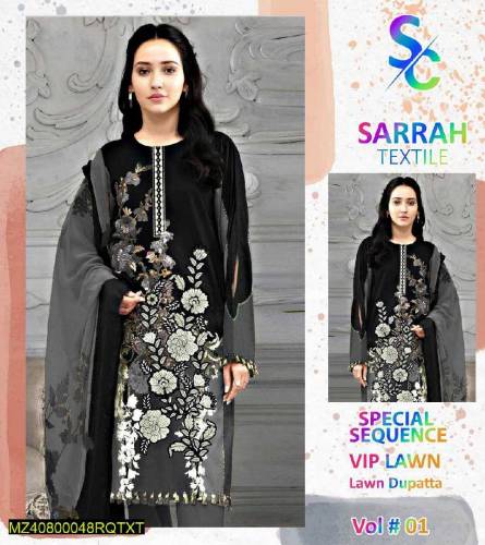 3 Pcs Women's Unstitched Lawn Printed Suit