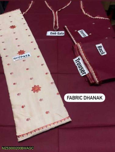 •  Fabric: Dhanak•  Shirt: Front Dhanak With Embroidered Patch•  Trous