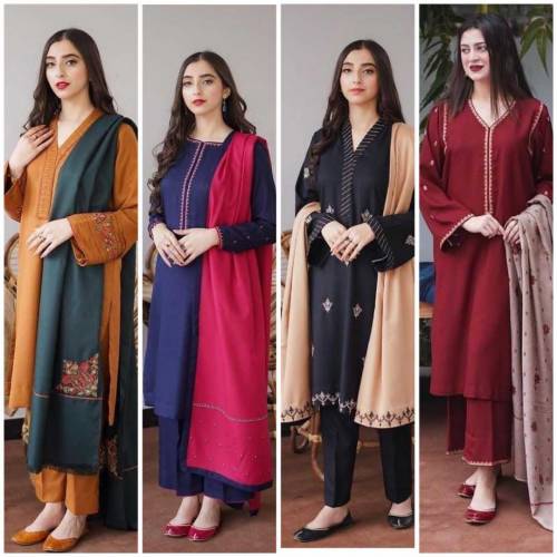 dhanak Embroidered suit  3pc unstitched 