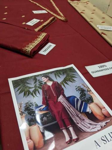 dhanak Embroidered suit  3pc unstitched 