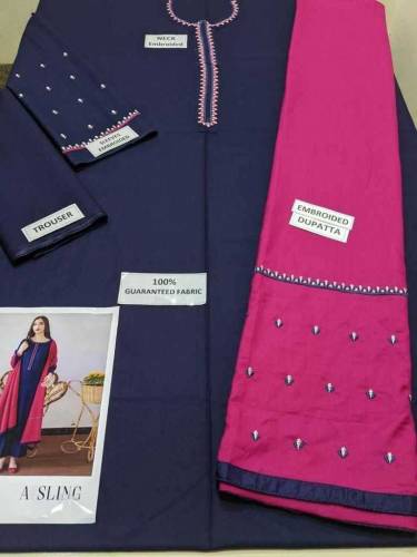 dhanak Embroidered suit  3pc unstitched 