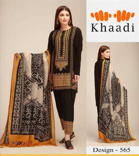 3pcs khaddar unstitched dress