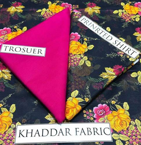 : 2 Pcs Women's Unstitched Khaddar Printed Suit*