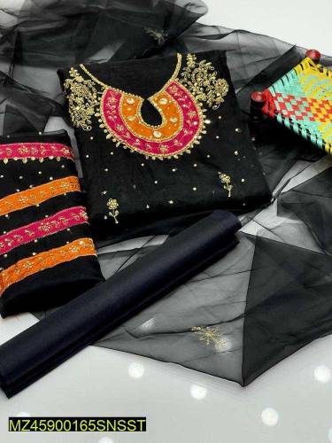 organaza embroidered 3pcs women suit