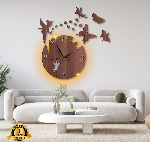 Fairy design laminated wall clock with back light 