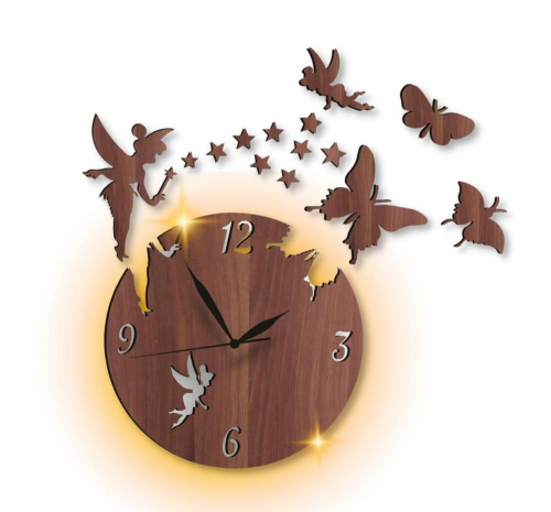 Fairy design laminated wall clock with back light 
