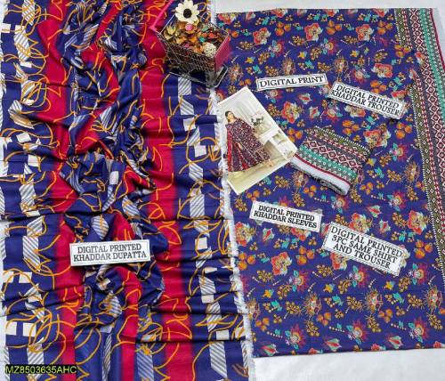 3pcs women unstiched khaddar suit
