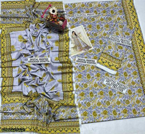 3pcs women unstiched khaddar suit