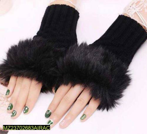 Women's Wool Fur Gloves