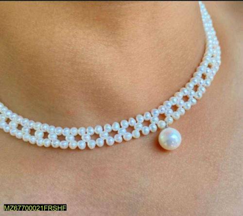 white pearl stone choker