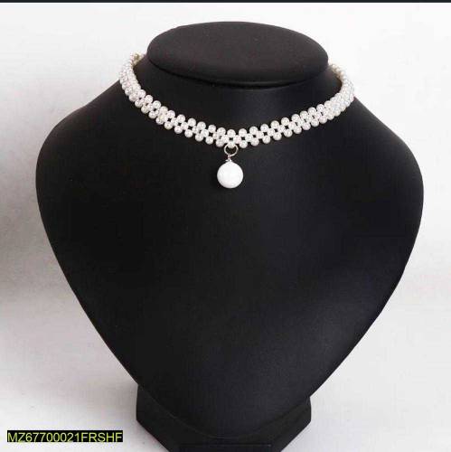 white pearl stone choker
