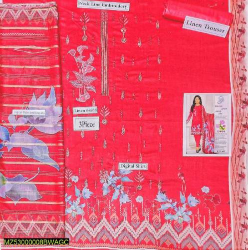 3 ps linen embroidery unstitched suit
