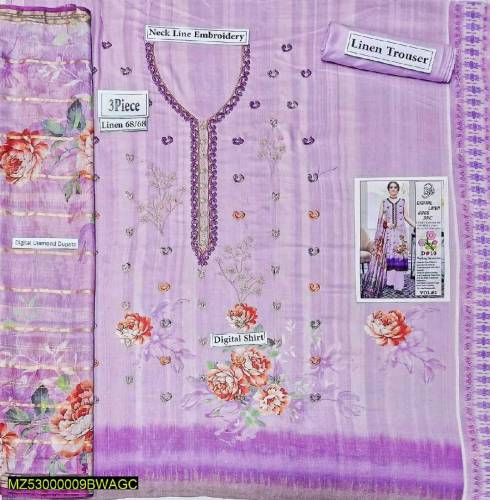 3 ps linen embroidery unstitched suit