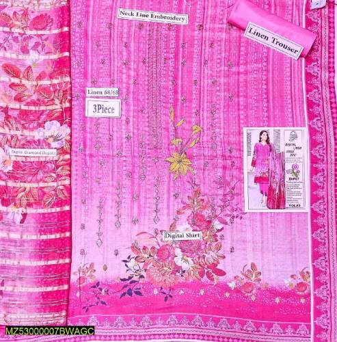 3 ps linen embroidery unstitched suit