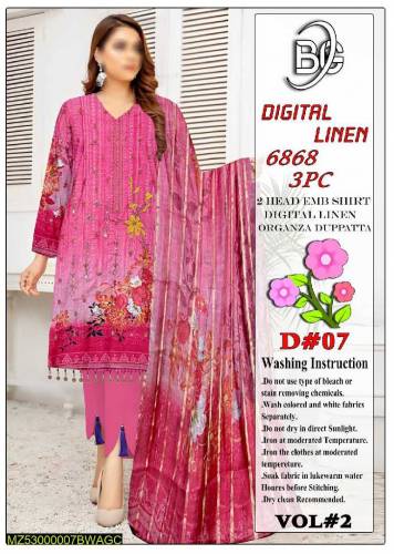3 ps linen embroidery unstitched suit