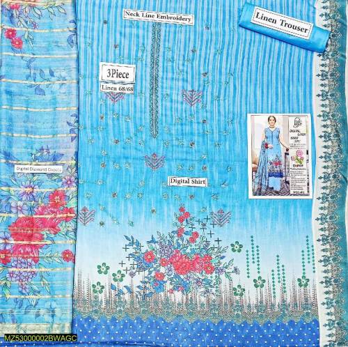 3 ps linen embroidery unstitched suit
