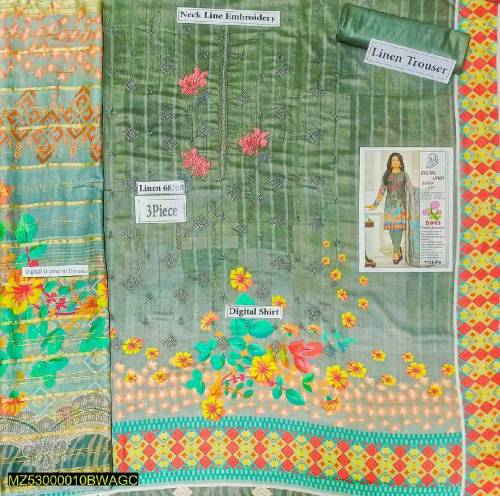 3 ps linen embroidery unstitched suit